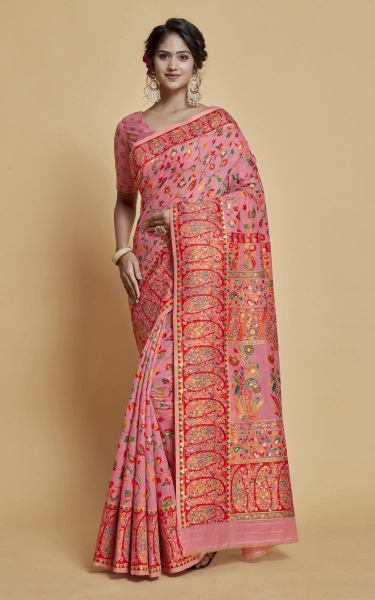 Kashmiri Handloom Modal Silk Woven Kani Saree