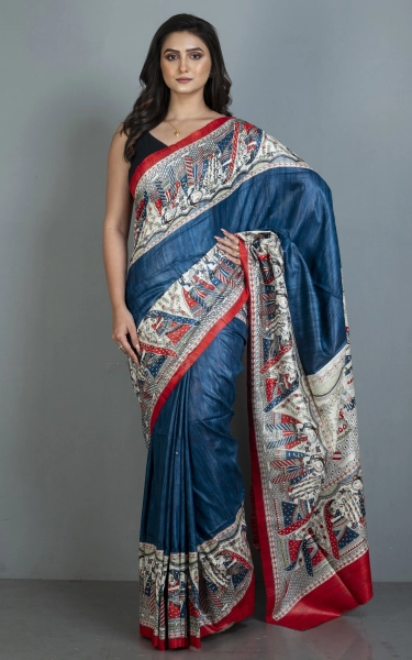 Traditional Tussar Gicha Kalamkari Saree