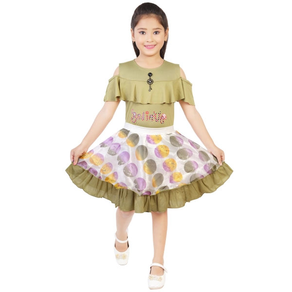 Girls Soft Two-Piece Outfit Set  Baby Girls Light  Green Top and Skirt