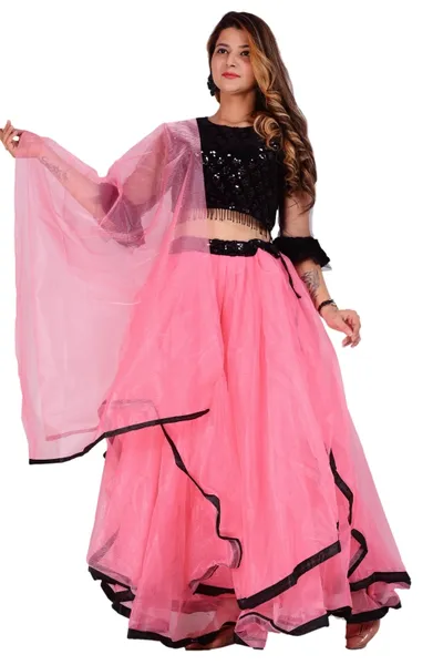 Women's Art Silk Stitched Lehenga Choli with Dupatta