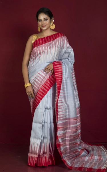 Bishnupuri Double Ikkat Pure Silk Saree