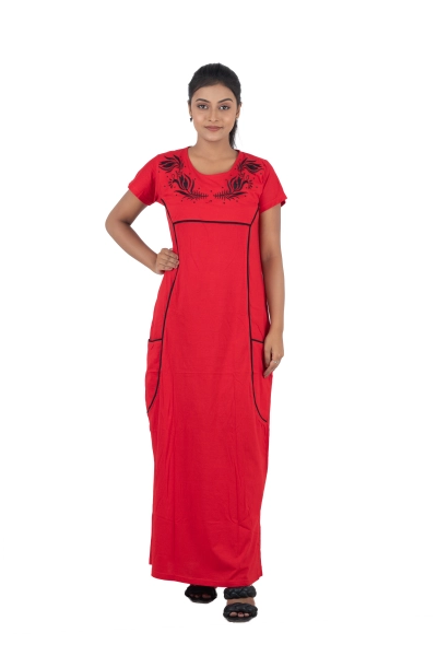 Women Cotton Embroidery Nighty