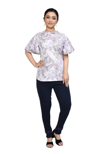 Printed Women Flared Sleeves Fancy Top