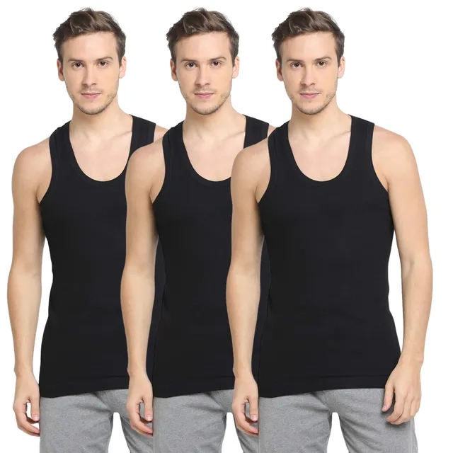 Pack of Three Black Vests