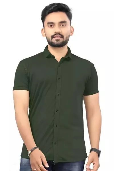 Dark Olive Green Casual Wear Regular Fit  Shirt  for men