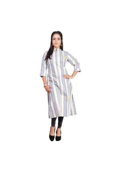 Indrani Fashion Stripe Cotton Embroidery Women"s Kurti