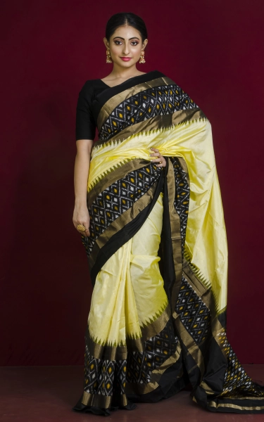 Designer Skirt Border Ikkat Pochampally Silk Saree