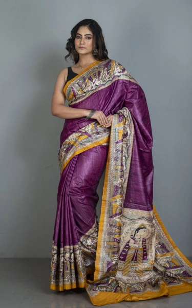 Traditional Tussar Gicha Kalamkari Saree