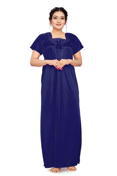 Embriodered Pure Lycra Night Gown with Latkan