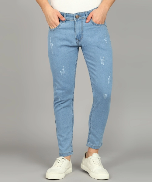 Podge Relaxed Fit Stretch Comfort Lycra Ice Blue Jeans For Men