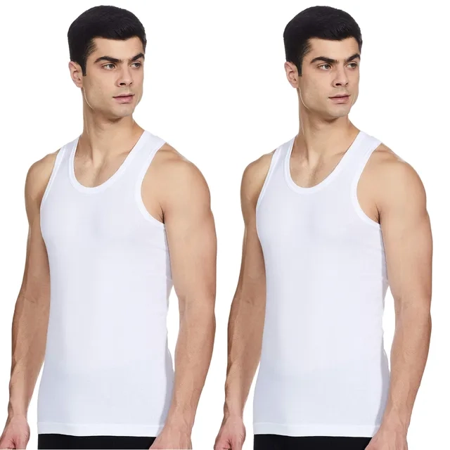 Pack of Two White Cotton Vests