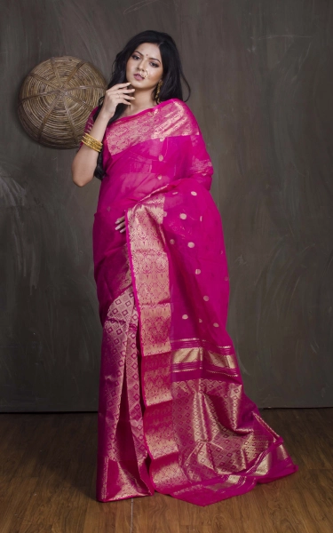 Bengal Handloom Tanchui Work Patli Pallu Saree