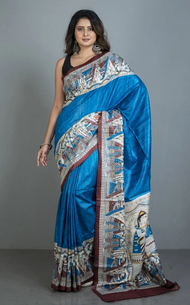 Traditional Tussar Gicha Kalamkari Saree