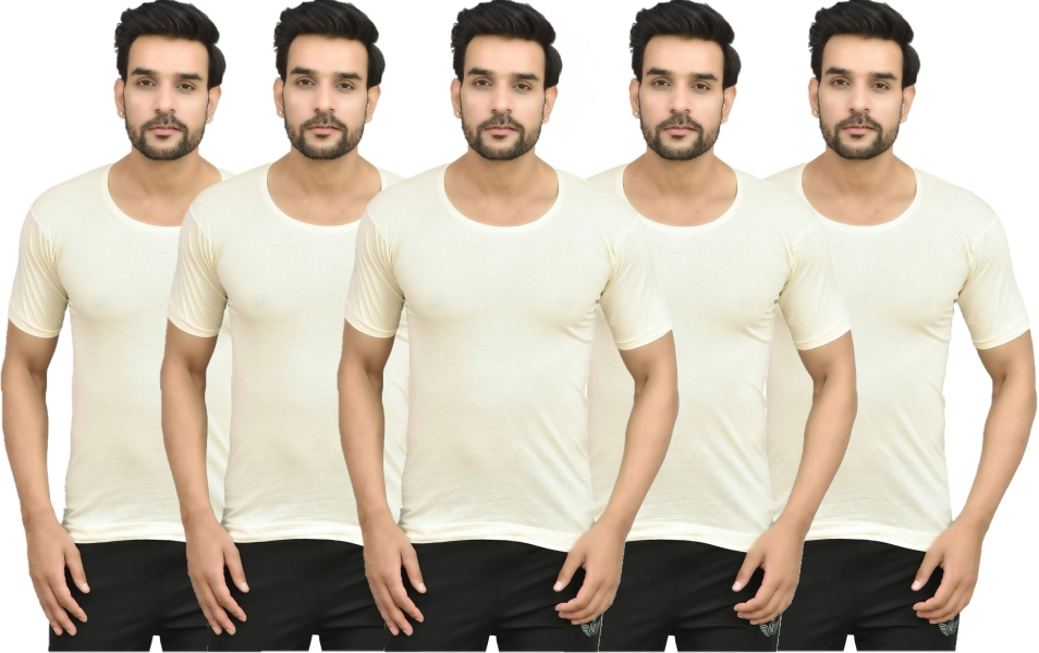 ROUND NECK COTTON FABRIC VEST FOR MEN'S (PACK OF 5)