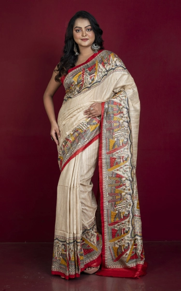 Traditional Tussar Gicha Kalamkari Saree