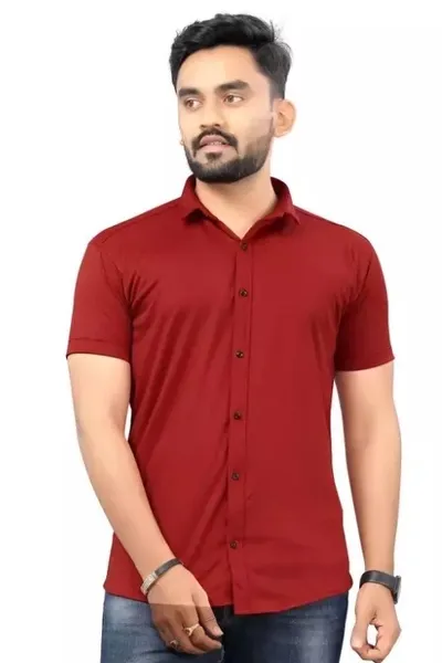 Dark Red Casual Wear Regular Fit Shirt For Men