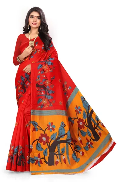 SVB Saree  Red Mysore Silk Saree With Blouse Piece