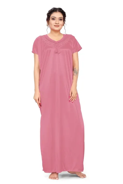 Embriodered Pure Lycra Night Gown with Latkan