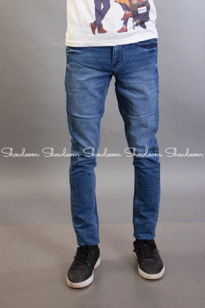 Men’s Slim Fit Mid Rise Denim Faded Blue Jeans