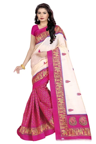 SVB Saree  Pink Bhagalpuri Silk Saree With Blouse Piece