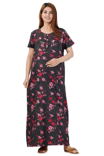 Comfortable Floral Print Feeding Nighty