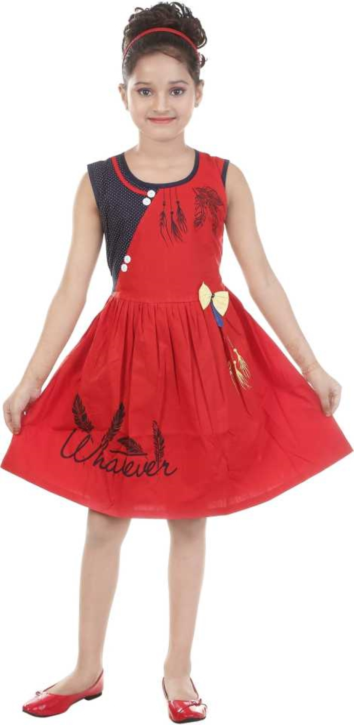 Stylish Beautiful Sleveless Red Color Frock For Kids