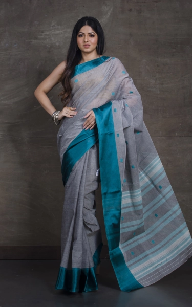 Bengal Handloom Satin Silk Border Cotton Saree