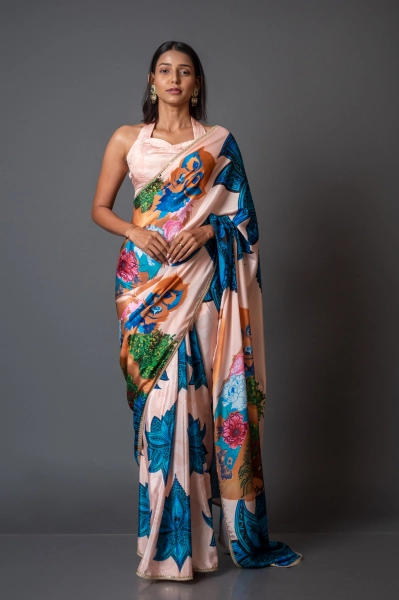 Elegant Veera Printed Satin Crepe Saree