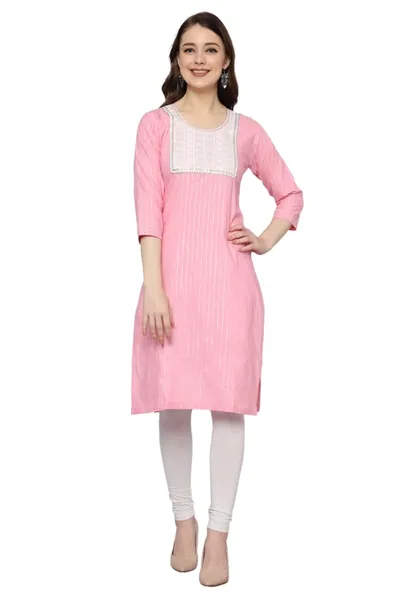 Women Khadi Cotton Light Pink Kurta Set