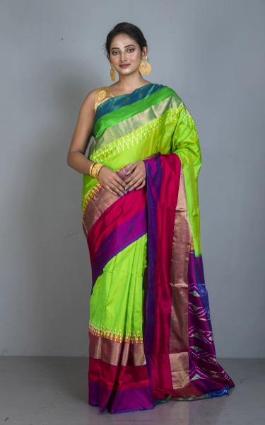 Designer Skirt Border Ikkat Pochampally Silk Saree