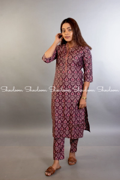 Women Modal Chanderi Kurta Pant Set