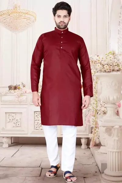 Mens Straigth Kurta Pajama Combo Set In 100% Cotton