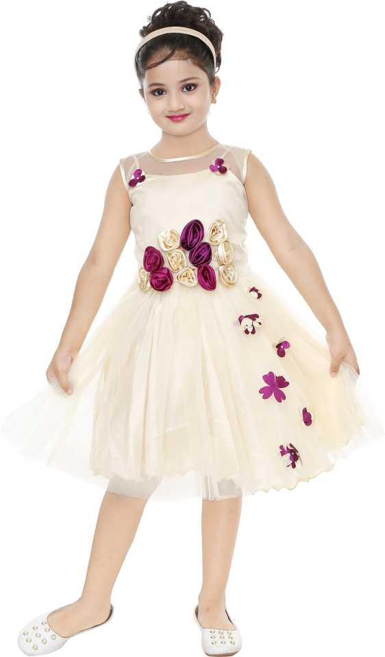 Baby Girl  Purple Flower  Frock with Sequinns Embroidery