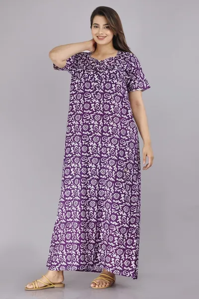 Women's Cotton Batik Print Maternity & Feeding Nighty