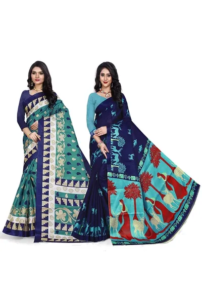 Combo of 2 SVB Multicolour Silk  Saree