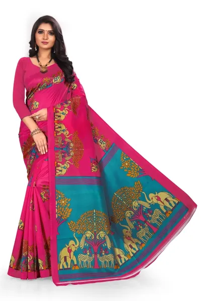 SVB Saree  Pink Mysore Silk Saree With Blouse Piece