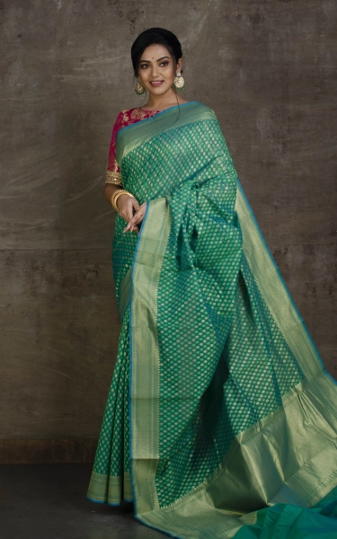 Handwoven Cotton Chanderi Saree With Matte Zari Work