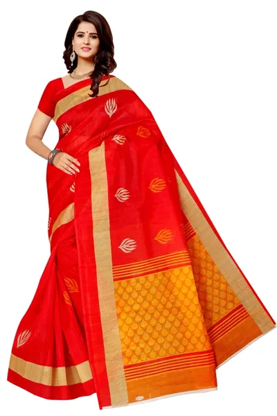 SVB Saree  Red Bhagalpuri Silk Saree With Blouse Piece