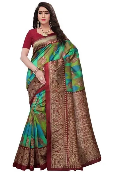 SVB Saree Mysore Silk Kalamkari Printed  Saree