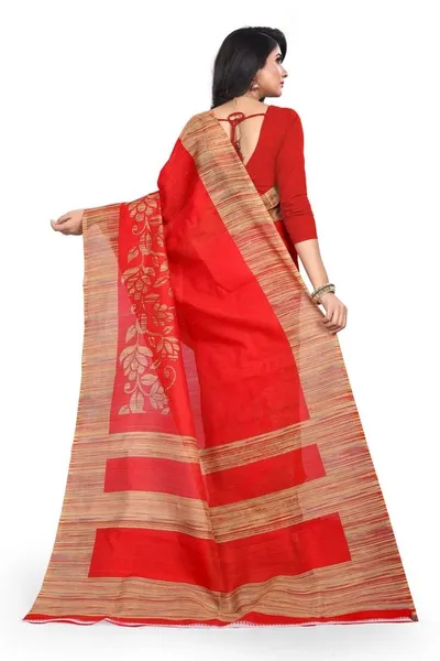 SVB Saree Red Colour Printed Bhagalpuri Silk  Saree  