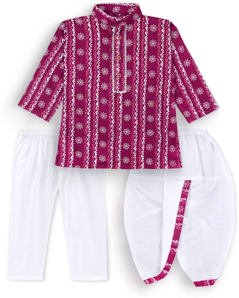 Baby Boys Ethnic Cotton Printed Dhoti Kurta Set