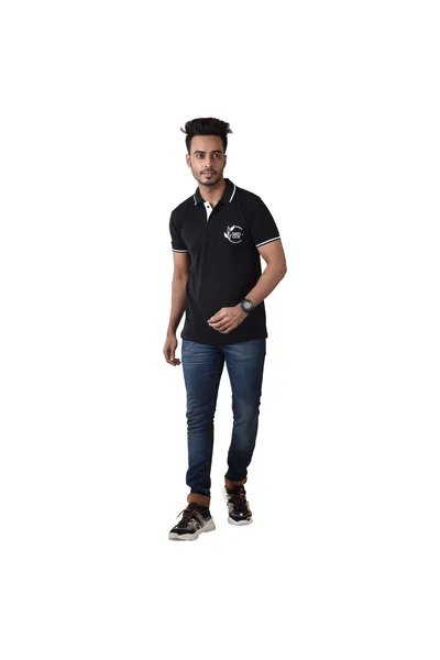 Classic Black Collared Polo T-shirt for Men