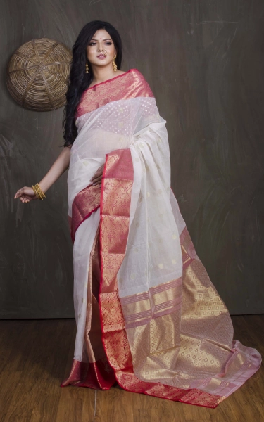 Bengal Handloom Tanchui Work Patli Pallu Saree