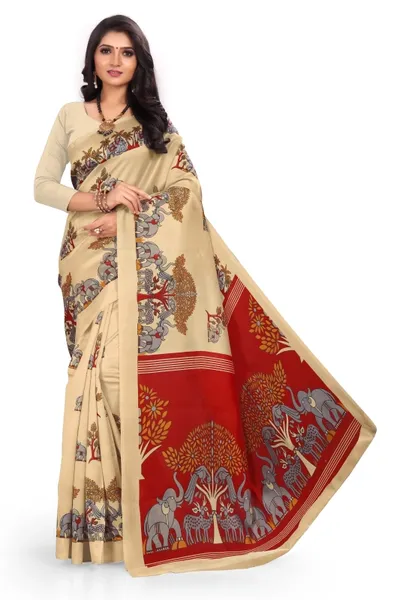 SVB Saree  Chiku Mysore Silk Saree With Blouse Piece