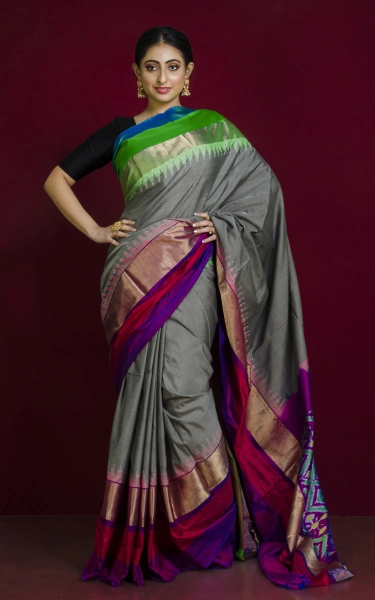 Designer Skirt Border Ikkat Pochampally Silk Saree