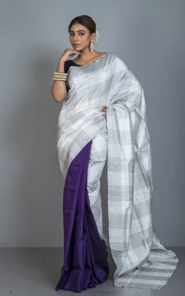 Half and Half Soft Bishnupuri Designer Katan Silk Saree