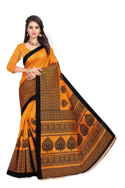 SVB Saree  Golden Bhagalpuri Silk Saree With Blouse Piece