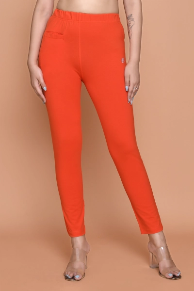 Women Slim Fit Slub Cotton Straight Pant