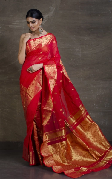 Bengal Handloom Tanchui Work Patli Pallu Saree