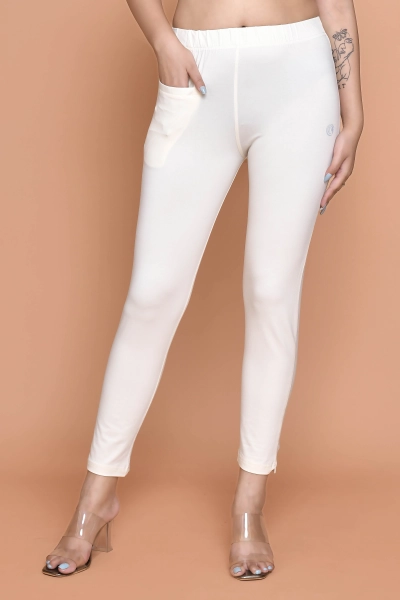 Women Slim Fit Slub Cotton Straight Pant